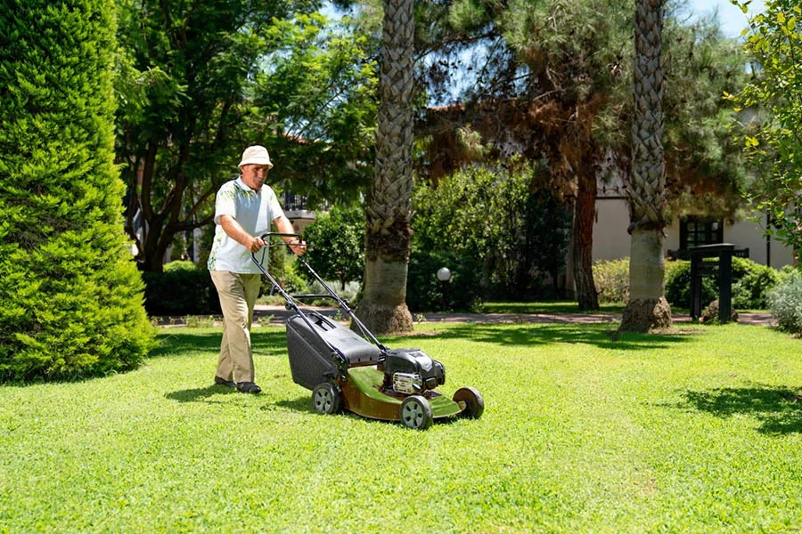 cordless select cut lawn mower with self propelled touch drive technology 6 1