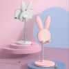 Cartoon Bunny Desktop Mobile Phone Holder Stand - pink and white colors